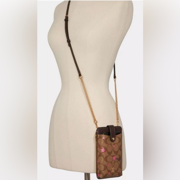 New Coach Tan and Pink Star Crossbody Bag - Picture 1 of 5